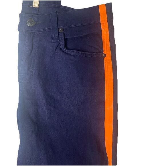 Rag & Bone JEAN The Skinny Jeans Sz 25 Navy Blue Neon Orange Side Stripe Stretch - Picture 9 of 10